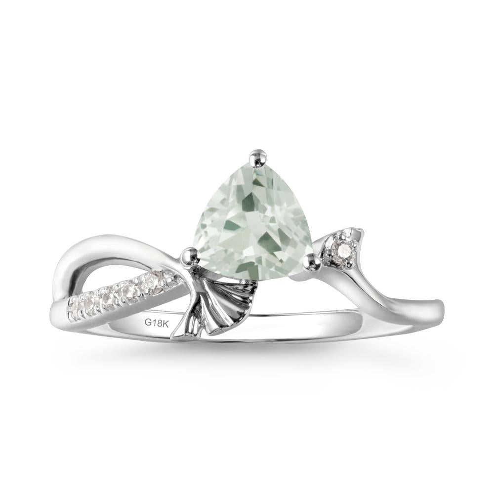 Trillion Green Amethyst Ginkgo Leaf Ring - LUO Jewelry #metal_18k white gold