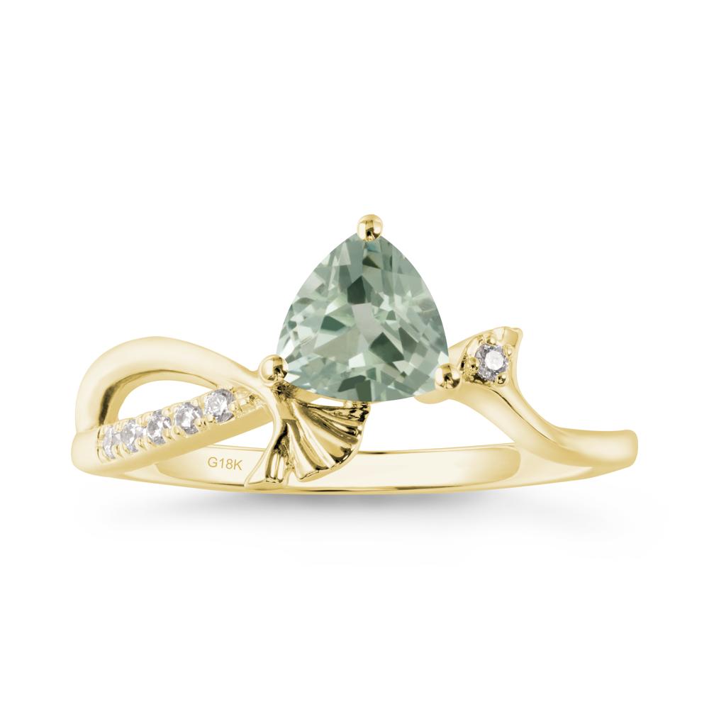 Trillion Green Amethyst Ginkgo Leaf Ring - LUO Jewelry #metal_18k yellow gold