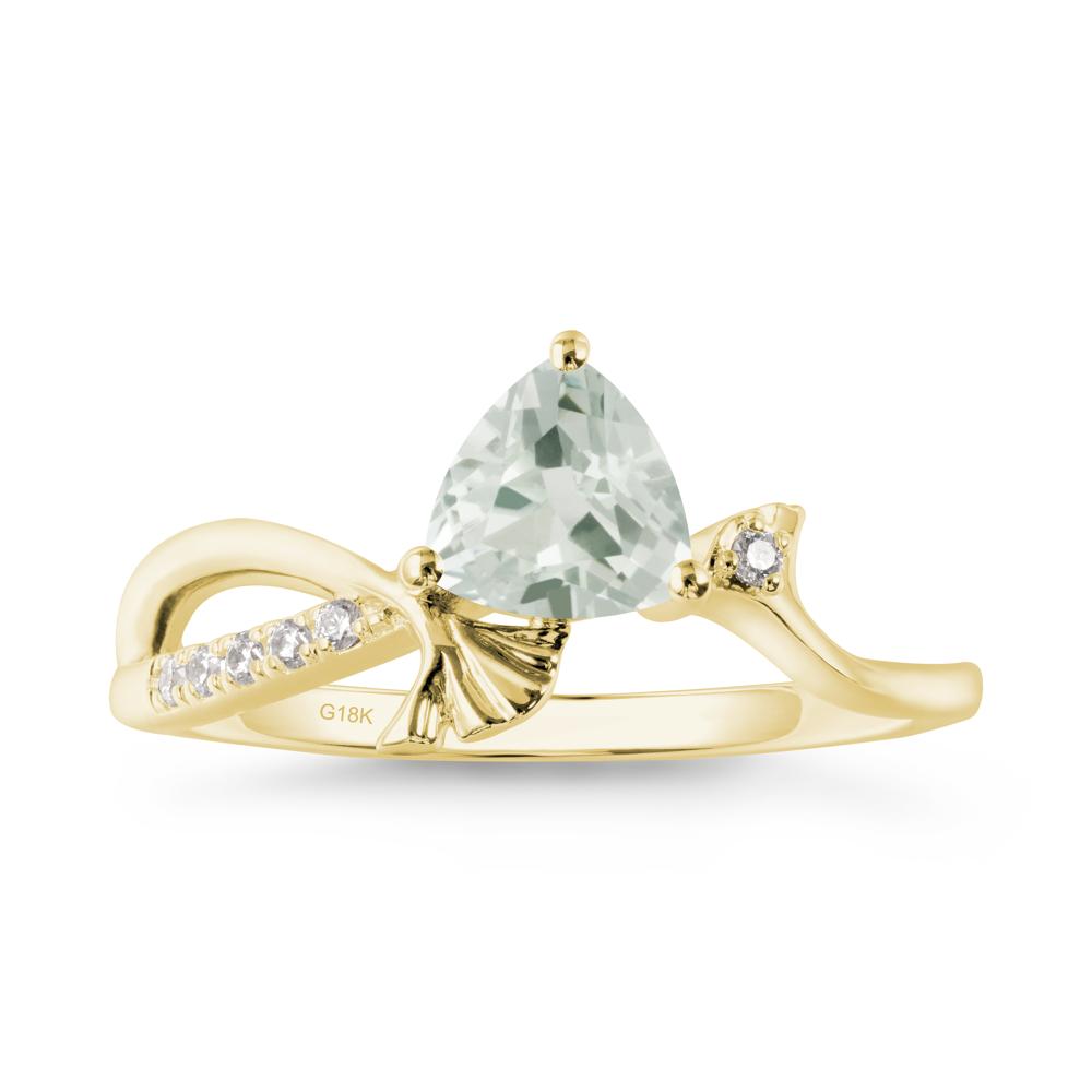 Trillion Green Amethyst Ginkgo Leaf Ring - LUO Jewelry #metal_18k yellow gold