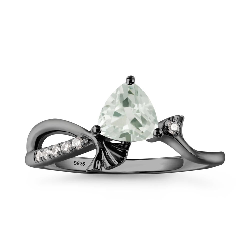 Trillion Green Amethyst Ginkgo Leaf Ring - LUO Jewelry #metal_black finish sterling silver