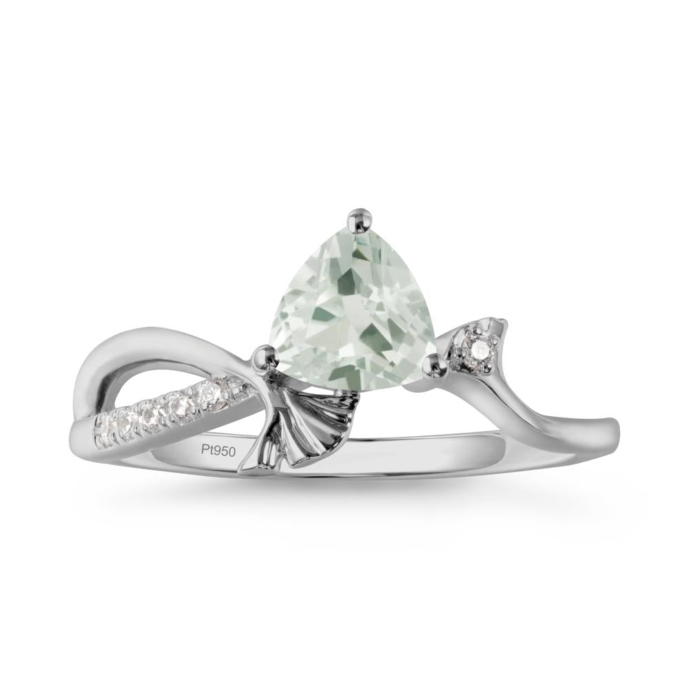 Trillion Green Amethyst Ginkgo Leaf Ring - LUO Jewelry #metal_platinum