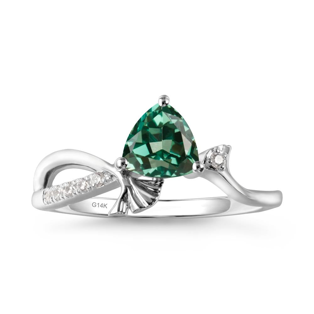 Ginkgo Leaf Trillion Green Sapphire Ring - LUO Jewelry #metal_14k white gold