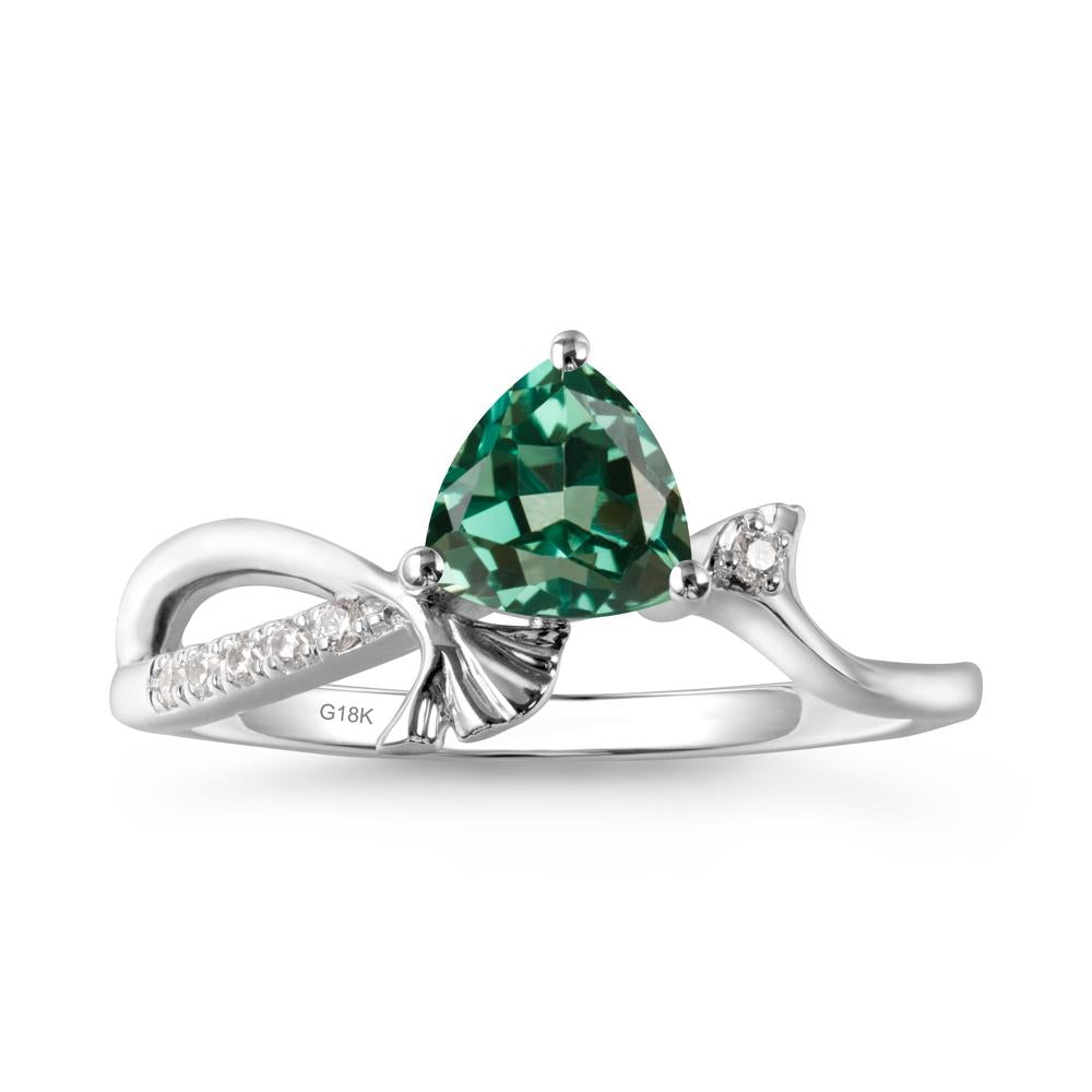 Ginkgo Leaf Trillion Green Sapphire Ring - LUO Jewelry #metal_18k white gold
