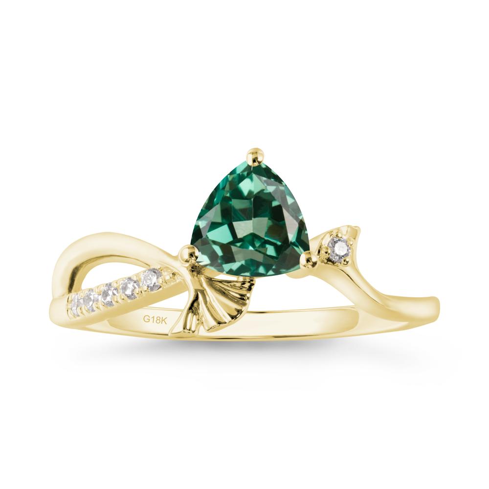 Ginkgo Leaf Trillion Green Sapphire Ring - LUO Jewelry #metal_18k yellow gold