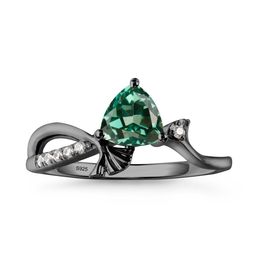 Ginkgo Leaf Trillion Green Sapphire Ring - LUO Jewelry #metal_black finish sterling silver