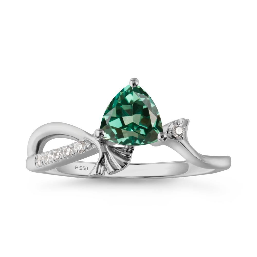 Ginkgo Leaf Trillion Green Sapphire Ring - LUO Jewelry #metal_platinum