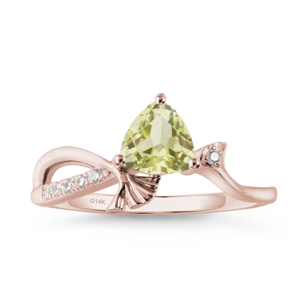 Trillion Lemon Quartz Ginkgo Leaf Ring - LUO Jewelry #metal_14k rose gold