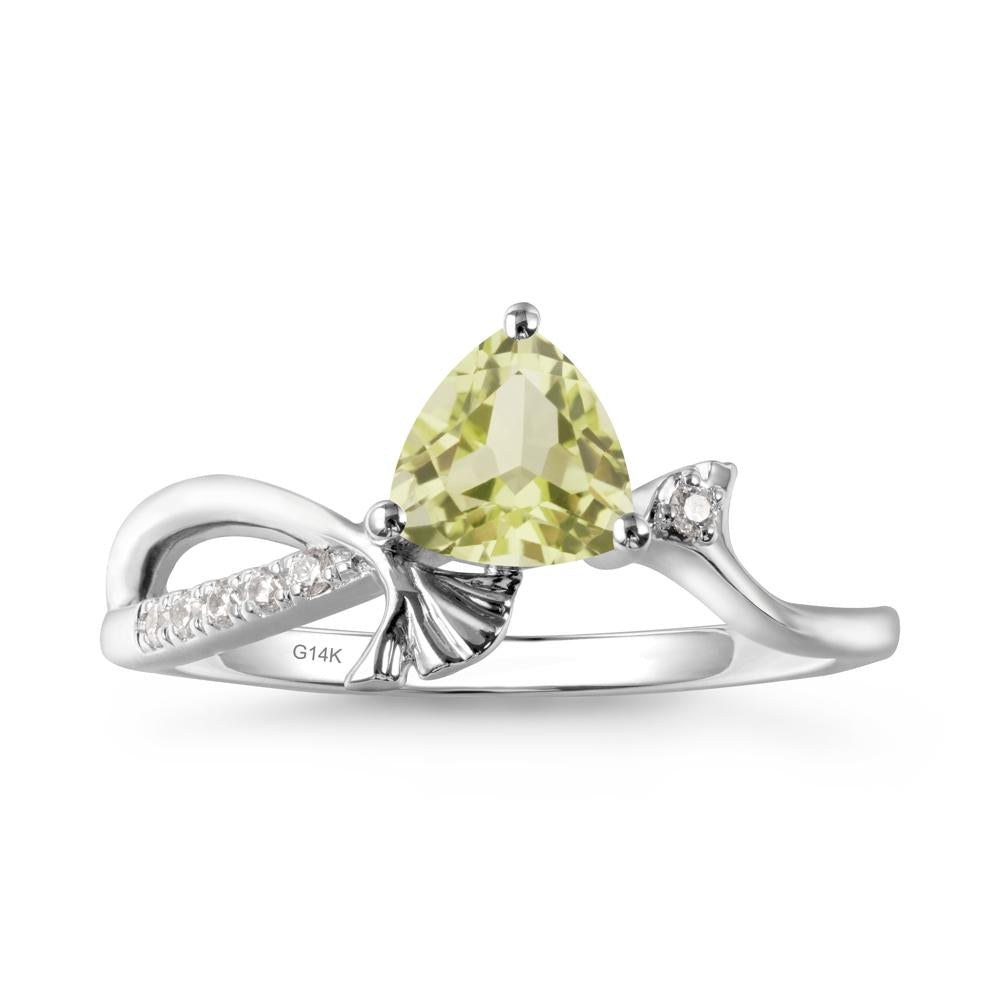 Trillion Lemon Quartz Ginkgo Leaf Ring - LUO Jewelry #metal_14k white gold