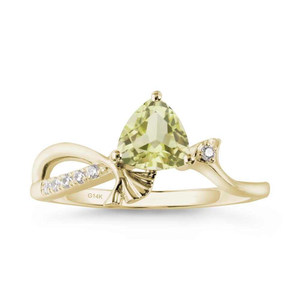 Trillion Lemon Quartz Ginkgo Leaf Ring - LUO Jewelry #metal_14k yellow gold
