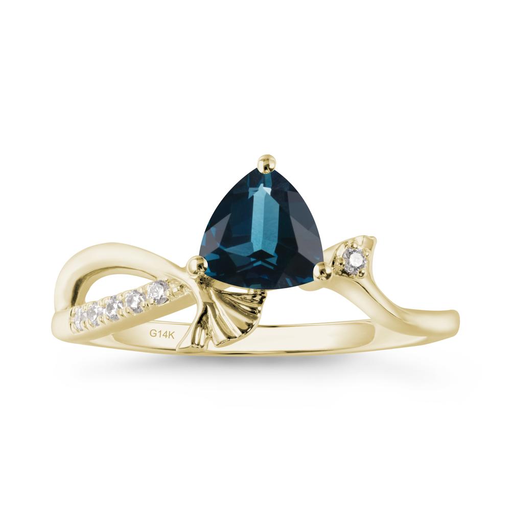 Ginkgo Leaf Trillion London Blue Topaz Ring - LUO Jewelry #metal_14k yellow gold