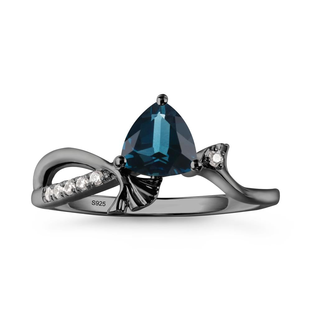 Ginkgo Leaf Trillion London Blue Topaz Ring - LUO Jewelry #metal_black finish sterling silver