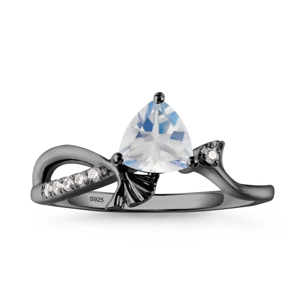 Trillion Moonstone Ginkgo Leaf Ring - LUO Jewelry #metal_black finish sterling silver