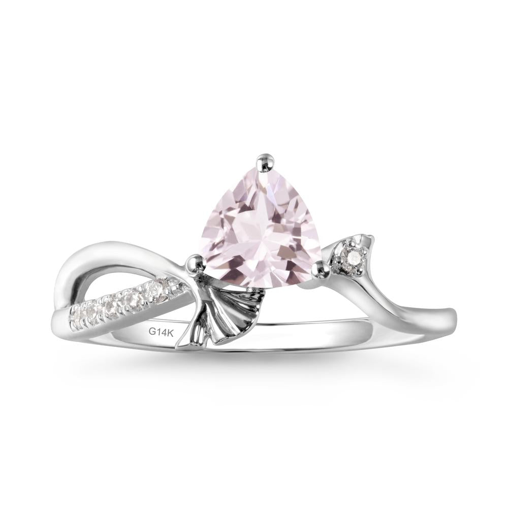 Ginkgo Leaf Trillion Morganite Ring - LUO Jewelry #metal_14k white gold