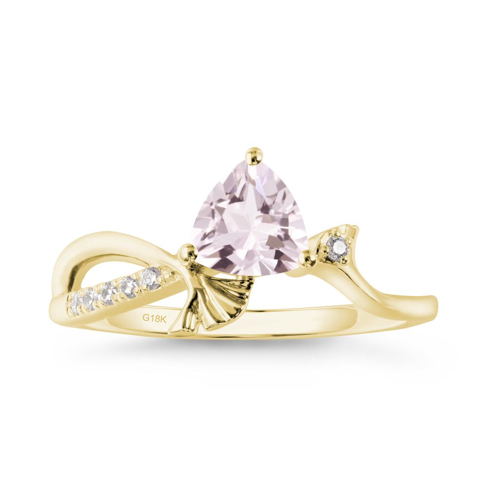 Ginkgo Leaf Trillion Morganite Ring - LUO Jewelry #metal_18k yellow gold
