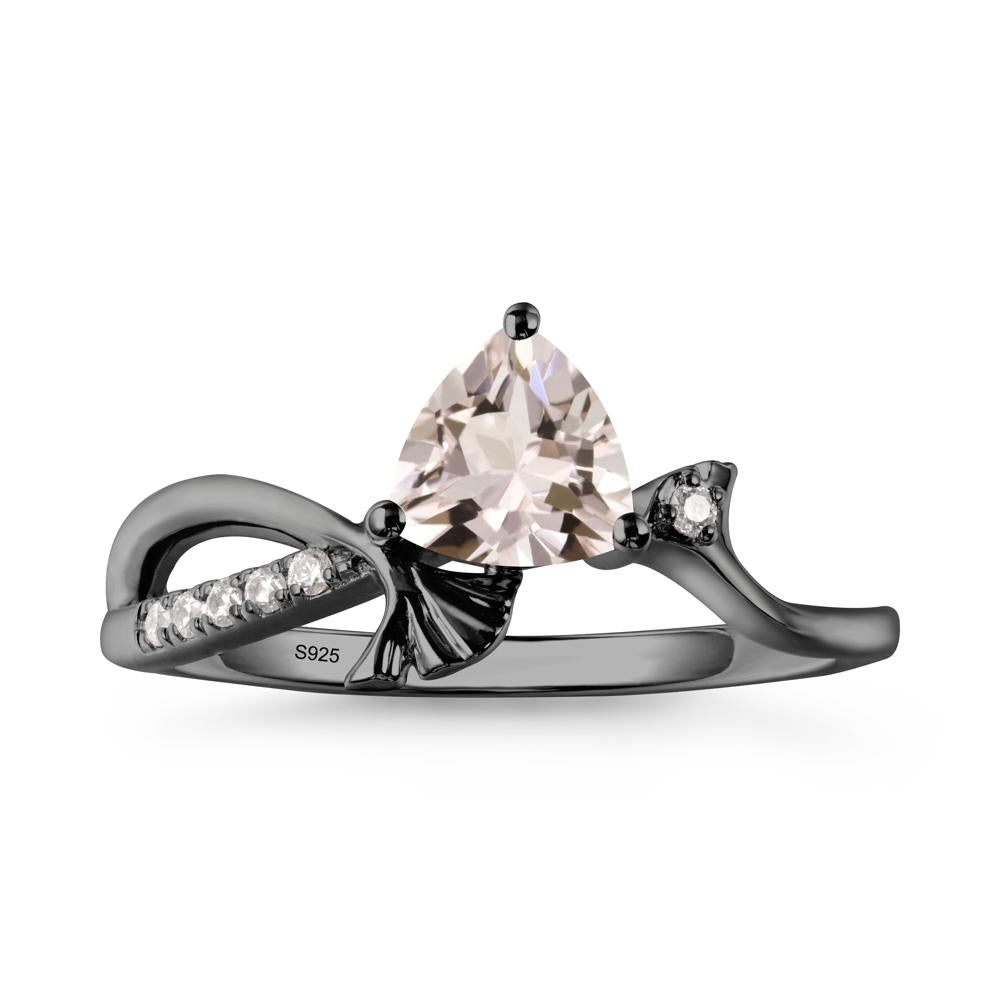 Ginkgo Leaf Trillion Morganite Ring - LUO Jewelry #metal_black finish sterling silver