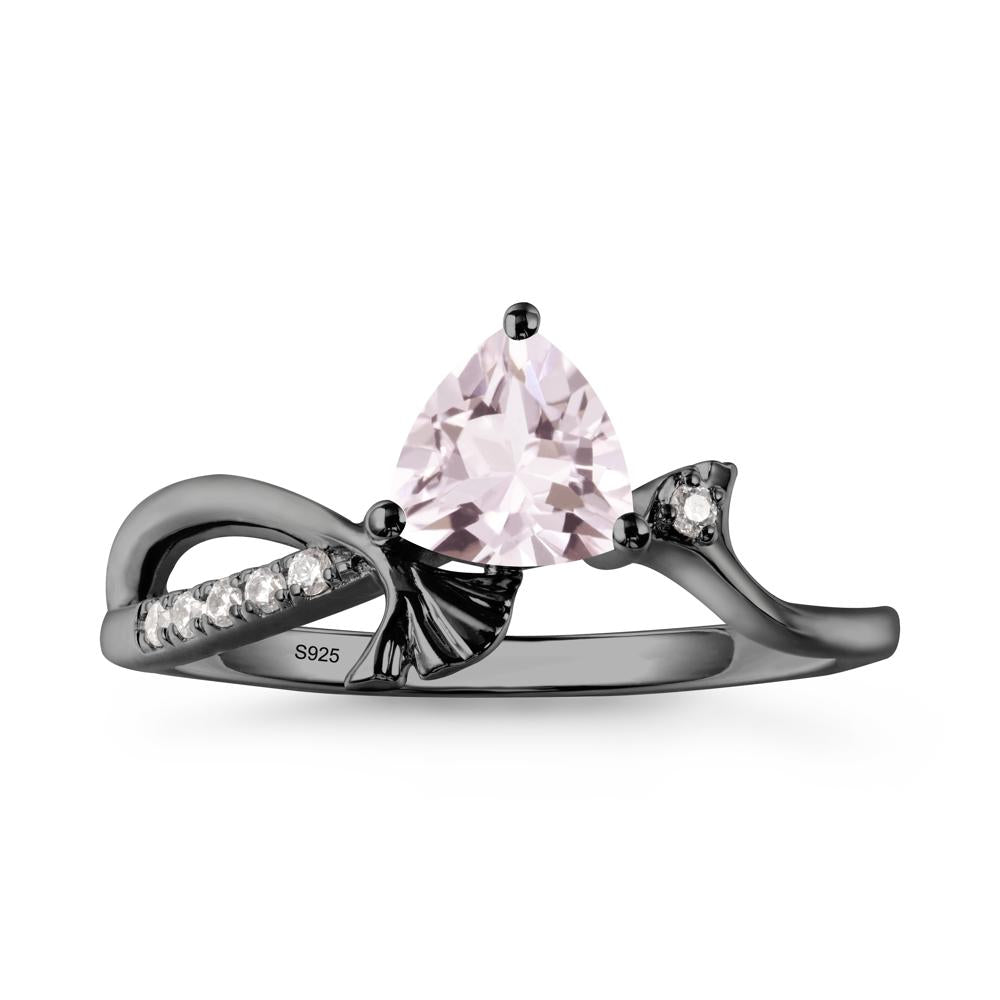 Ginkgo Leaf Trillion Morganite Ring - LUO Jewelry #metal_black finish sterling silver