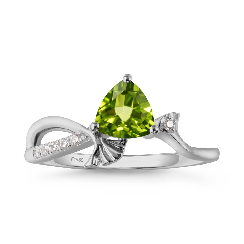 Trillion Peridot Ginkgo Leaf Ring - LUO Jewelry #metal_platinum