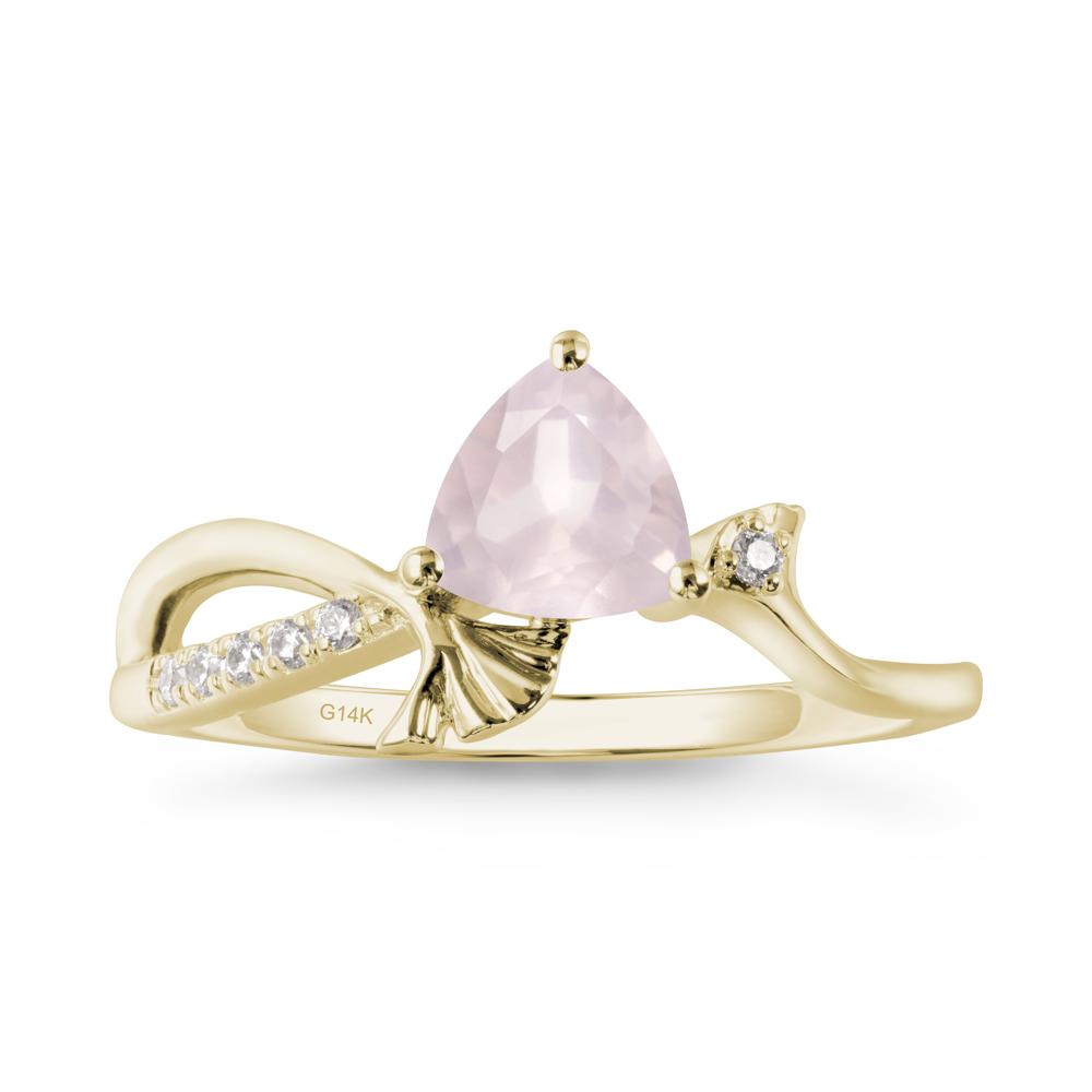 Ginkgo Leaf Trillion Rose Quartz Ring - LUO Jewelry #metal_14k yellow gold