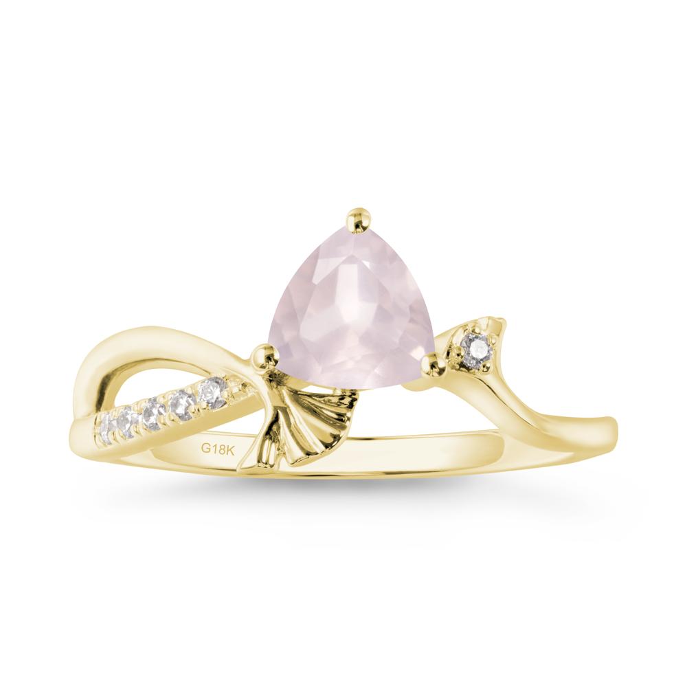 Ginkgo Leaf Trillion Rose Quartz Ring - LUO Jewelry #metal_18k yellow gold