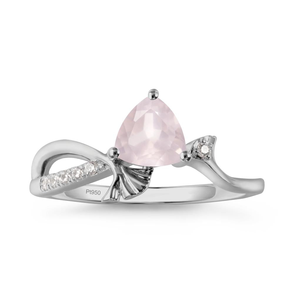 Ginkgo Leaf Trillion Rose Quartz Ring - LUO Jewelry #metal_platinum
