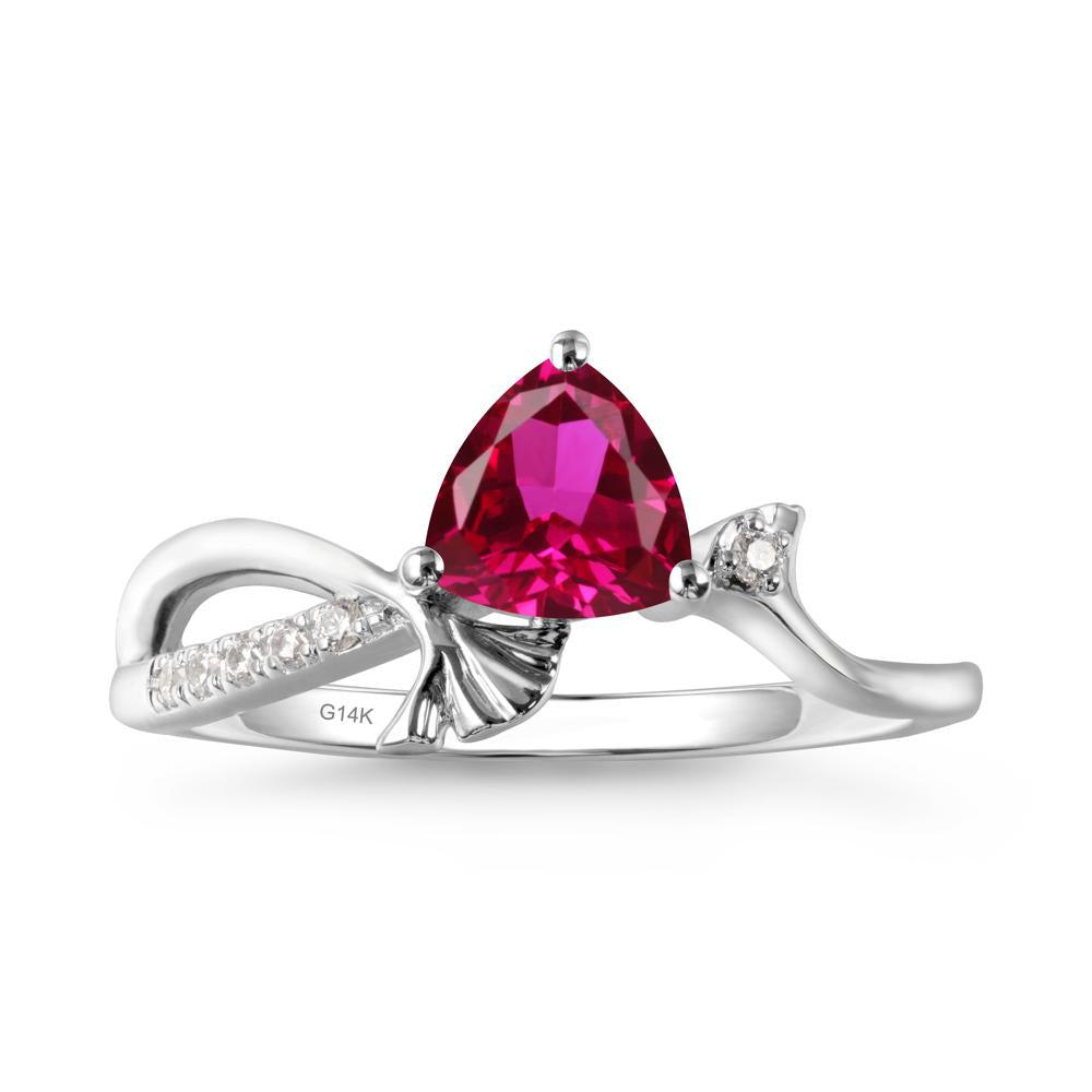Trillion Ruby Ginkgo Leaf Ring - LUO Jewelry #metal_14k white gold