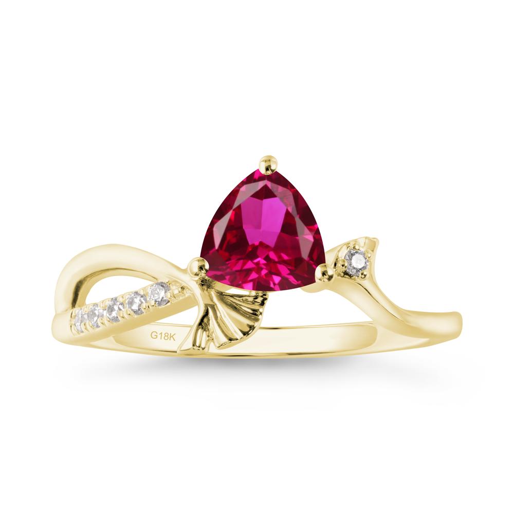 Trillion Ruby Ginkgo Leaf Ring - LUO Jewelry #metal_18k yellow gold