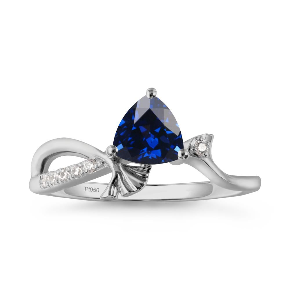 Ginkgo Leaf Trillion Sapphire Ring - LUO Jewelry #metal_platinum
