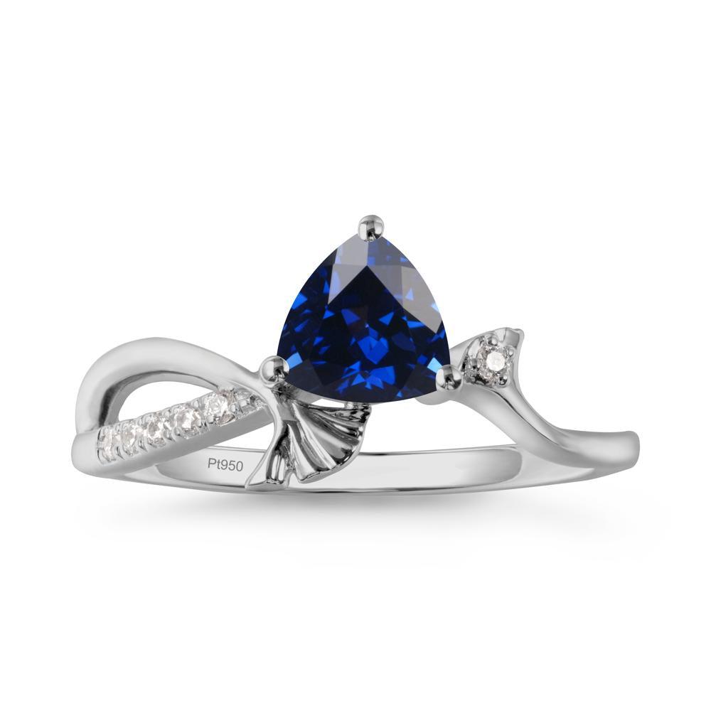 Ginkgo Leaf Trillion Sapphire Ring - LUO Jewelry #metal_platinum