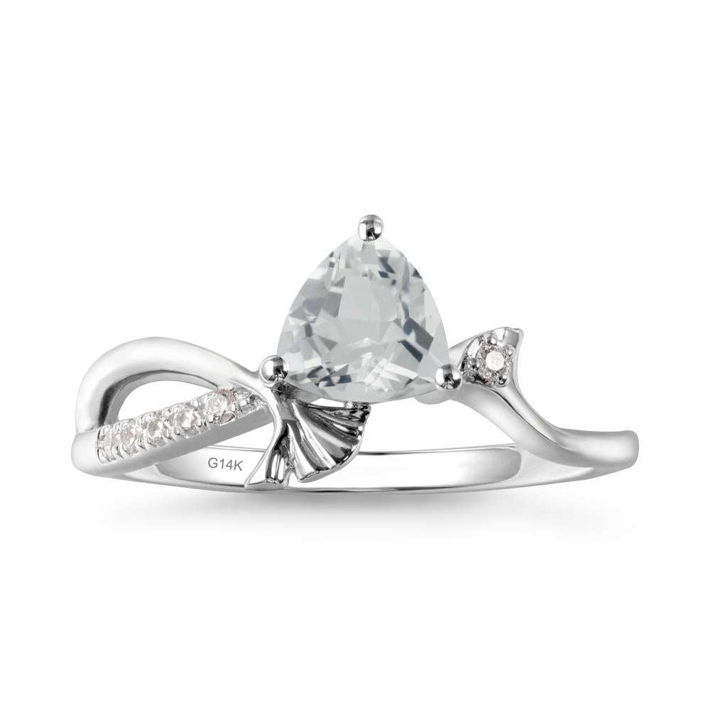 Trillion White Topaz Ginkgo Leaf Ring - LUO Jewelry #metal_14k white gold
