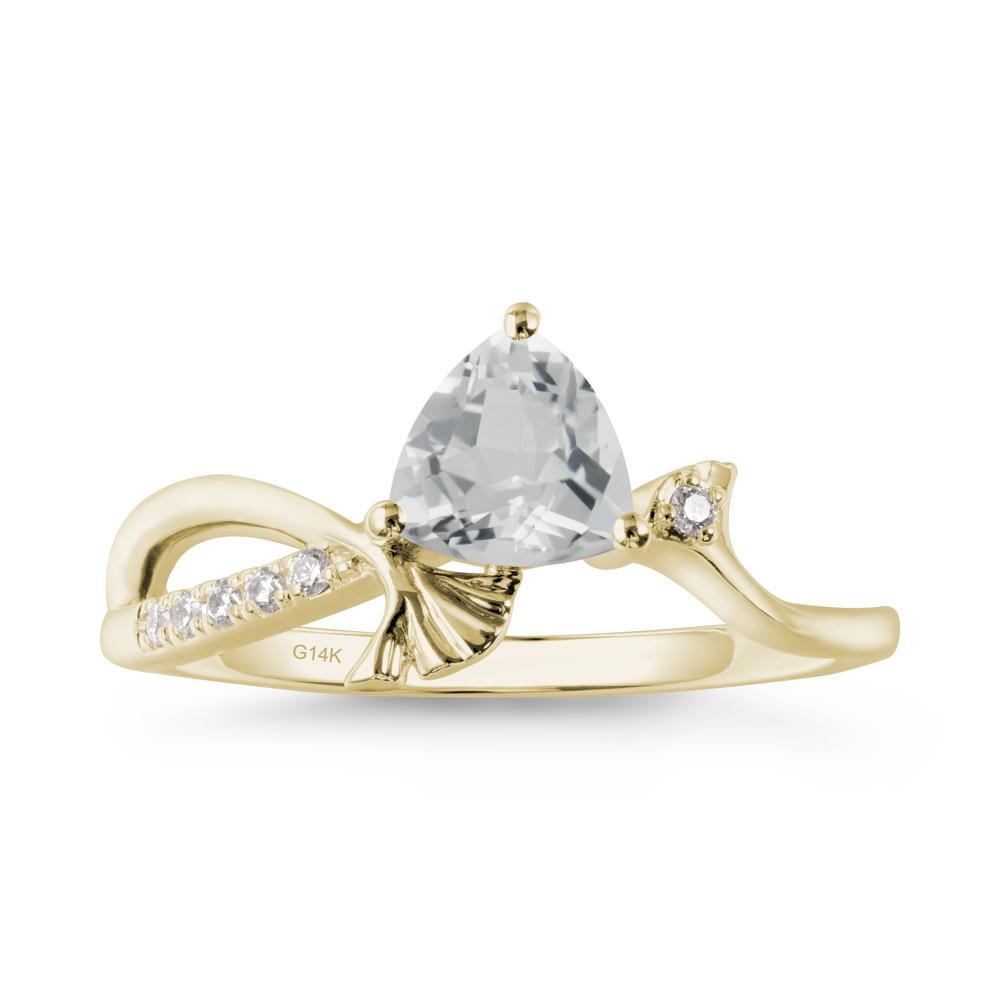 Trillion White Topaz Ginkgo Leaf Ring - LUO Jewelry #metal_14k yellow gold