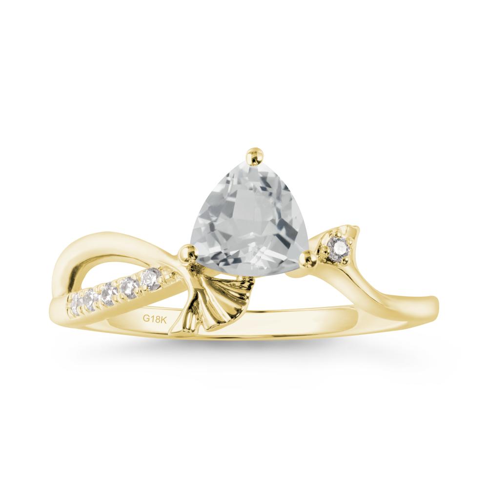 Trillion White Topaz Ginkgo Leaf Ring - LUO Jewelry #metal_18k yellow gold