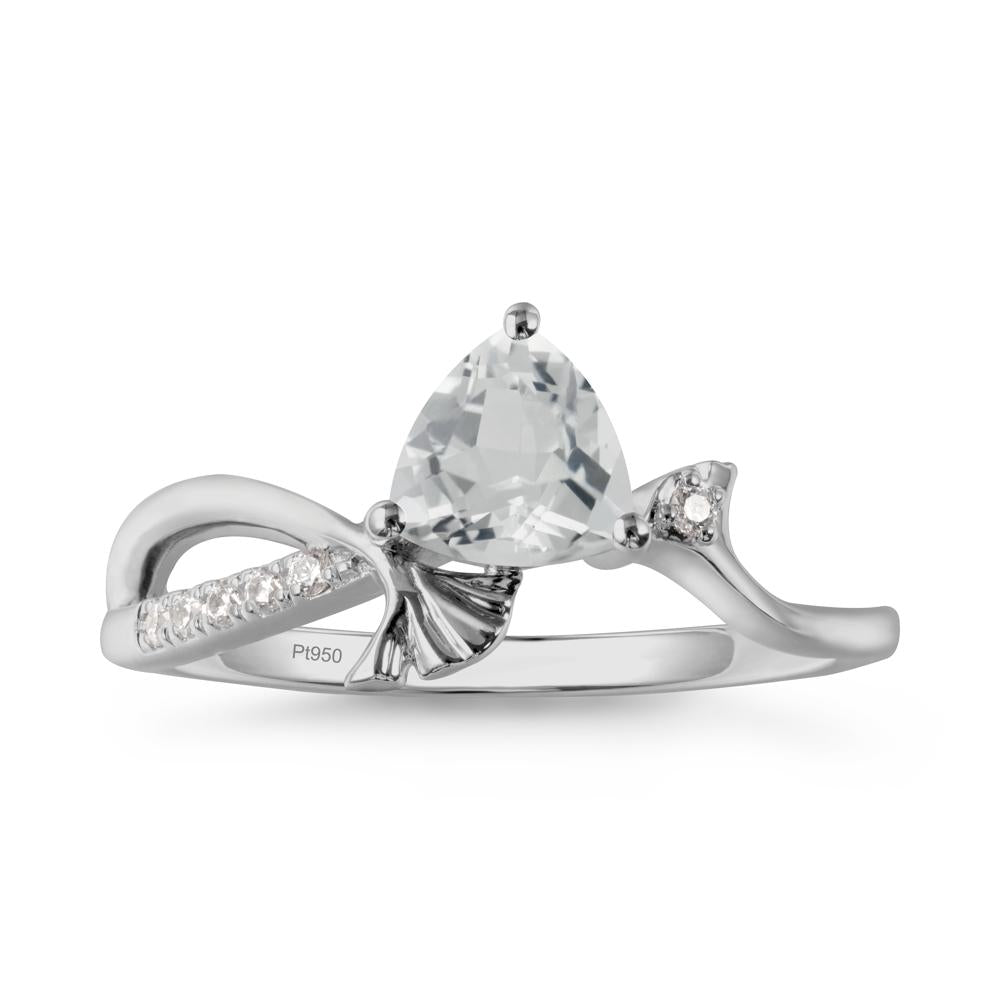 Trillion White Topaz Ginkgo Leaf Ring - LUO Jewelry #metal_platinum