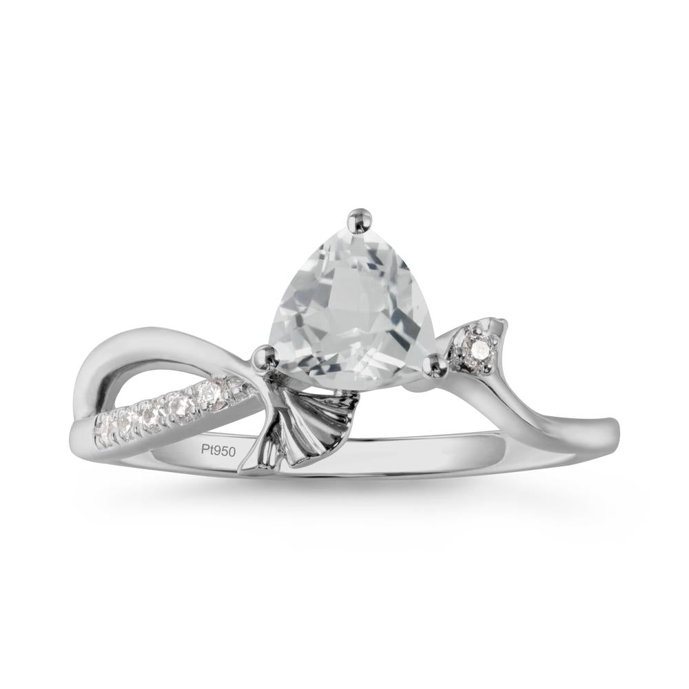 Trillion White Topaz Ginkgo Leaf Ring - LUO Jewelry #metal_platinum