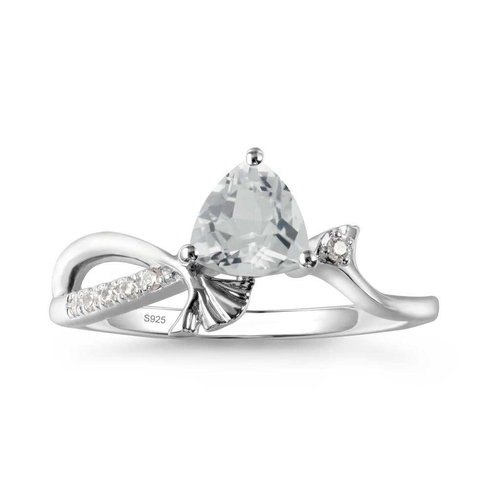 Trillion White Topaz Ginkgo Leaf Ring - LUO Jewelry #metal_sterling silver