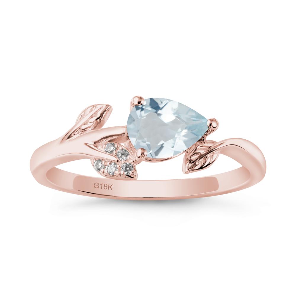 Sprouting Leaf Pear Aquamarine Ring - LUO Jewelry #metal_18k rose gold