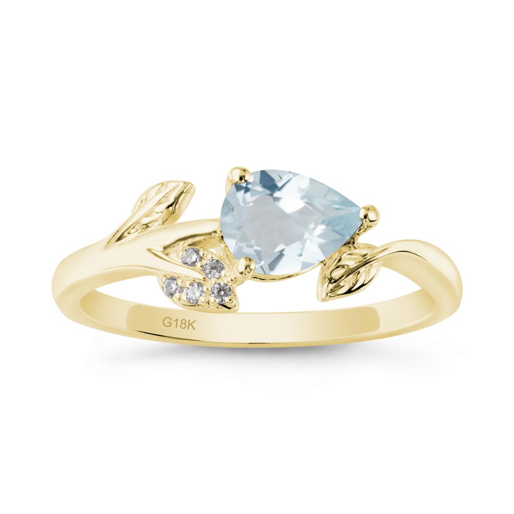 Sprouting Leaf Pear Aquamarine Ring - LUO Jewelry #metal_18k yellow gold