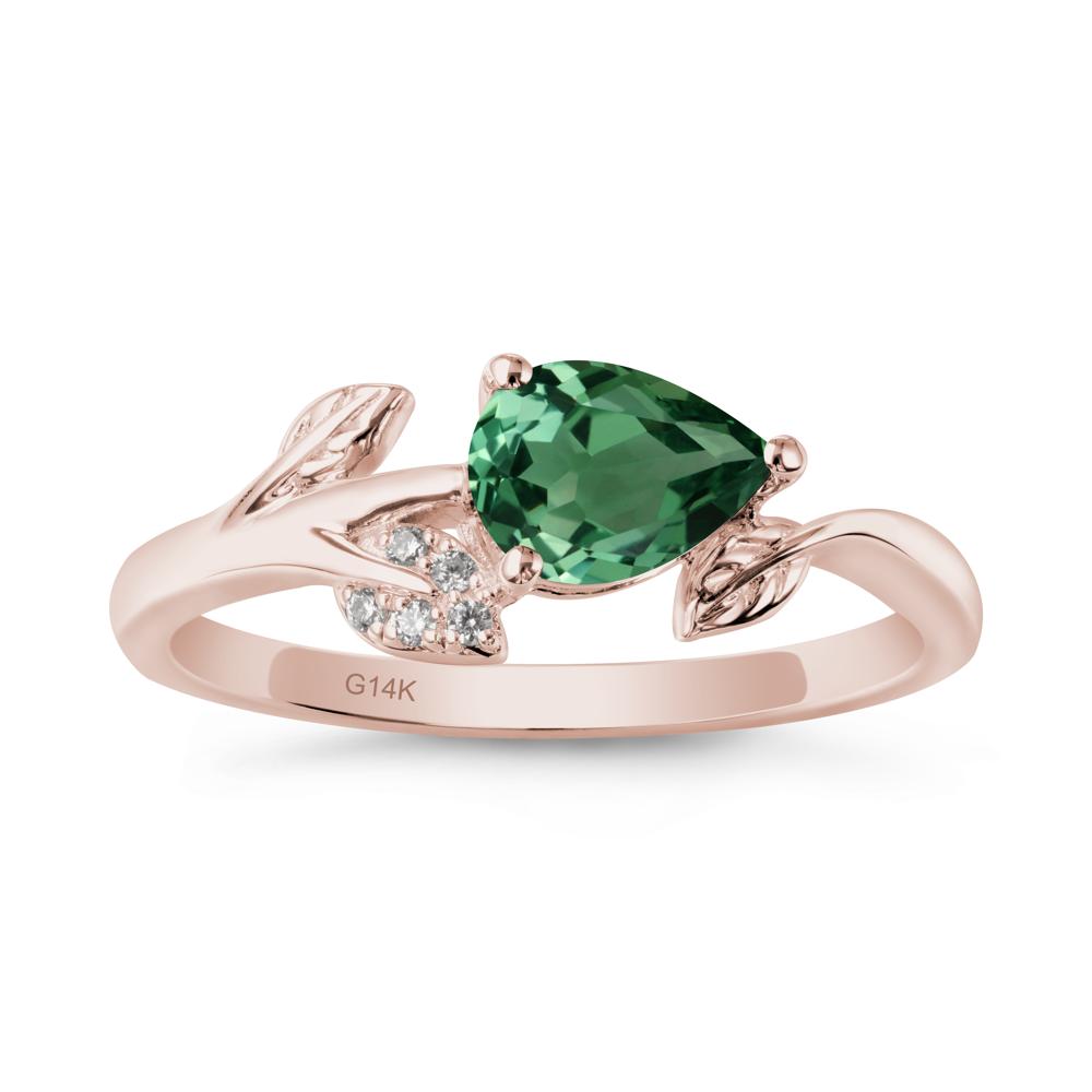 Sprouting Leaf Pear Green Sapphire Ring - LUO Jewelry #metal_14k rose gold