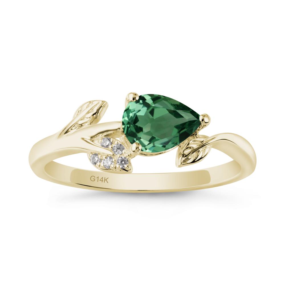 Sprouting Leaf Pear Green Sapphire Ring - LUO Jewelry #metal_14k yellow gold