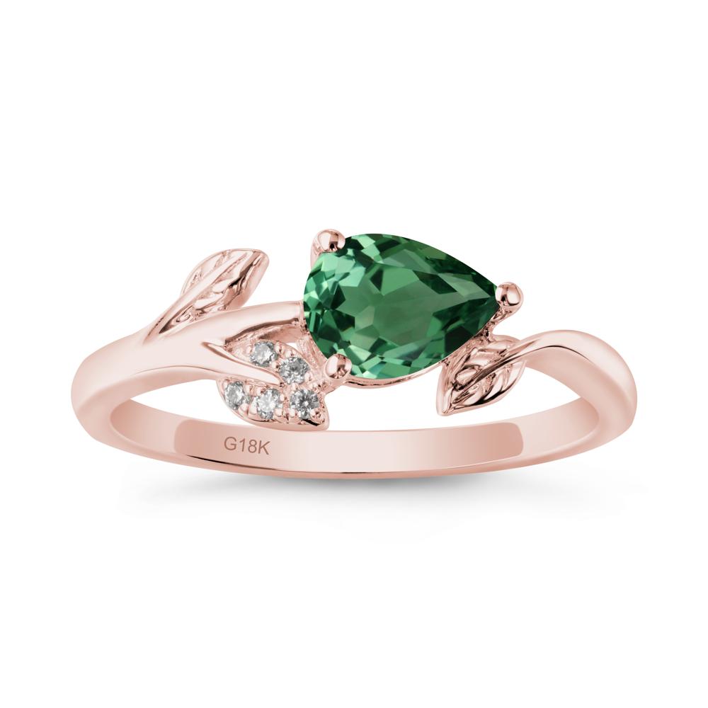 Sprouting Leaf Pear Green Sapphire Ring - LUO Jewelry #metal_18k rose gold