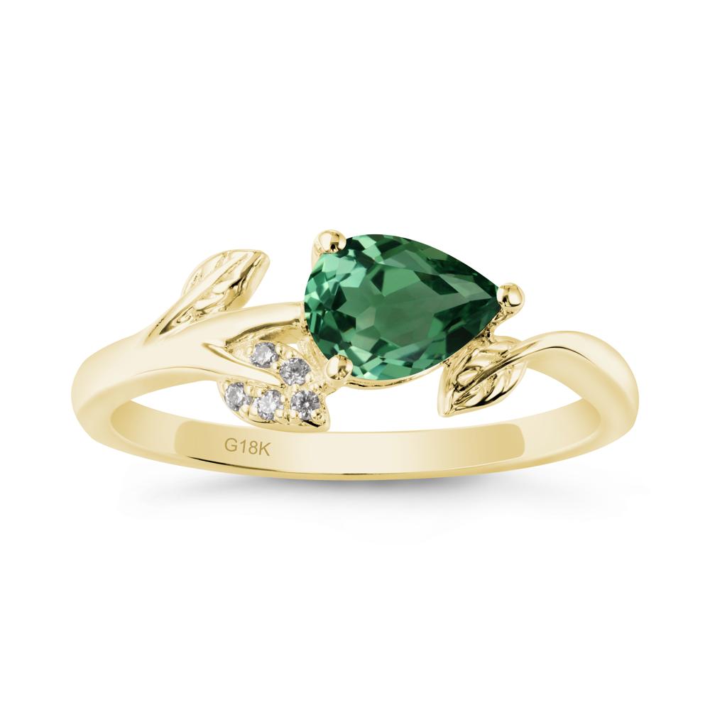 Sprouting Leaf Pear Green Sapphire Ring - LUO Jewelry #metal_18k yellow gold