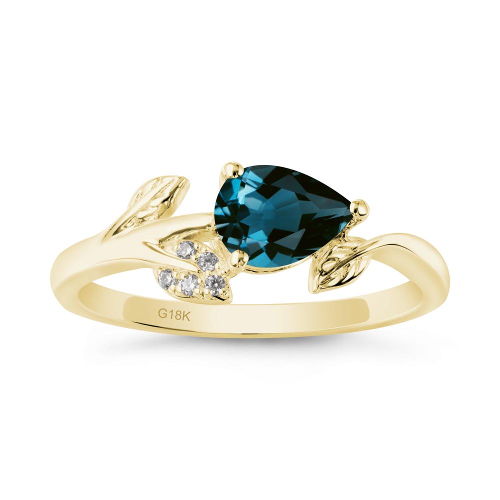 Sprouting Leaf Pear London Blue Topaz Ring - LUO Jewelry #metal_18k yellow gold