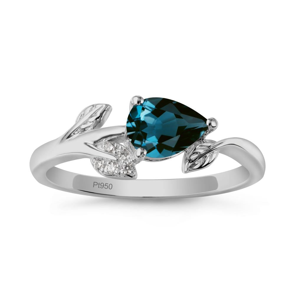 Sprouting Leaf Pear London Blue Topaz Ring - LUO Jewelry #metal_platinum