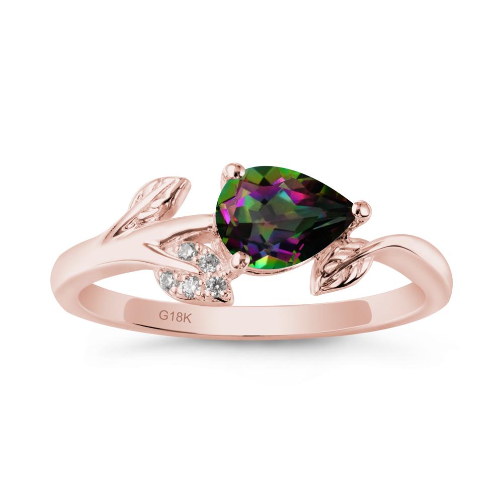 Pear Shaped Mystic Topaz Leaf Ring - LUO Jewelry #metal_18k rose gold