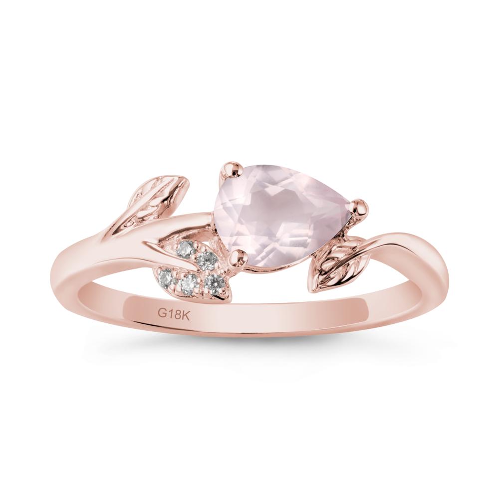 Sprouting Leaf Pear Rose Quartz Ring - LUO Jewelry #metal_18k rose gold