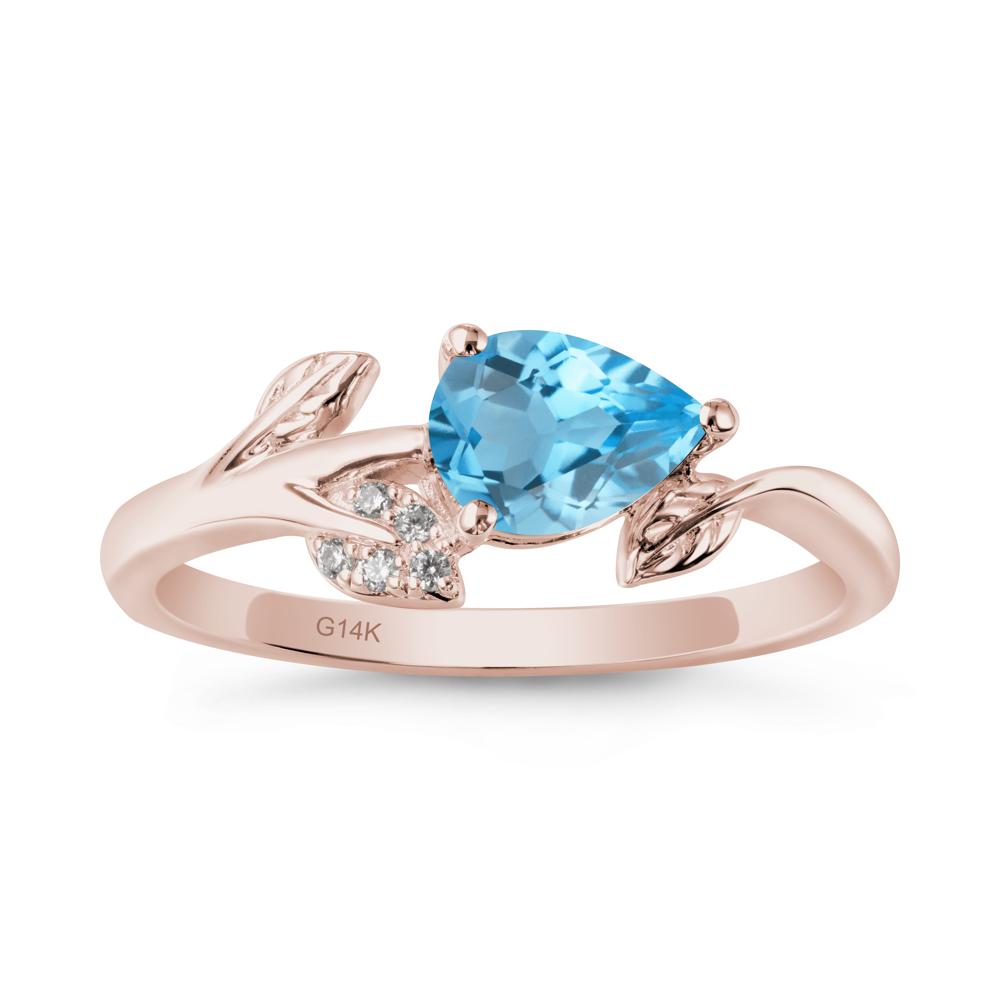 Sprouting Leaf Pear Swiss Blue Topaz Ring - LUO Jewelry #metal_14k rose gold