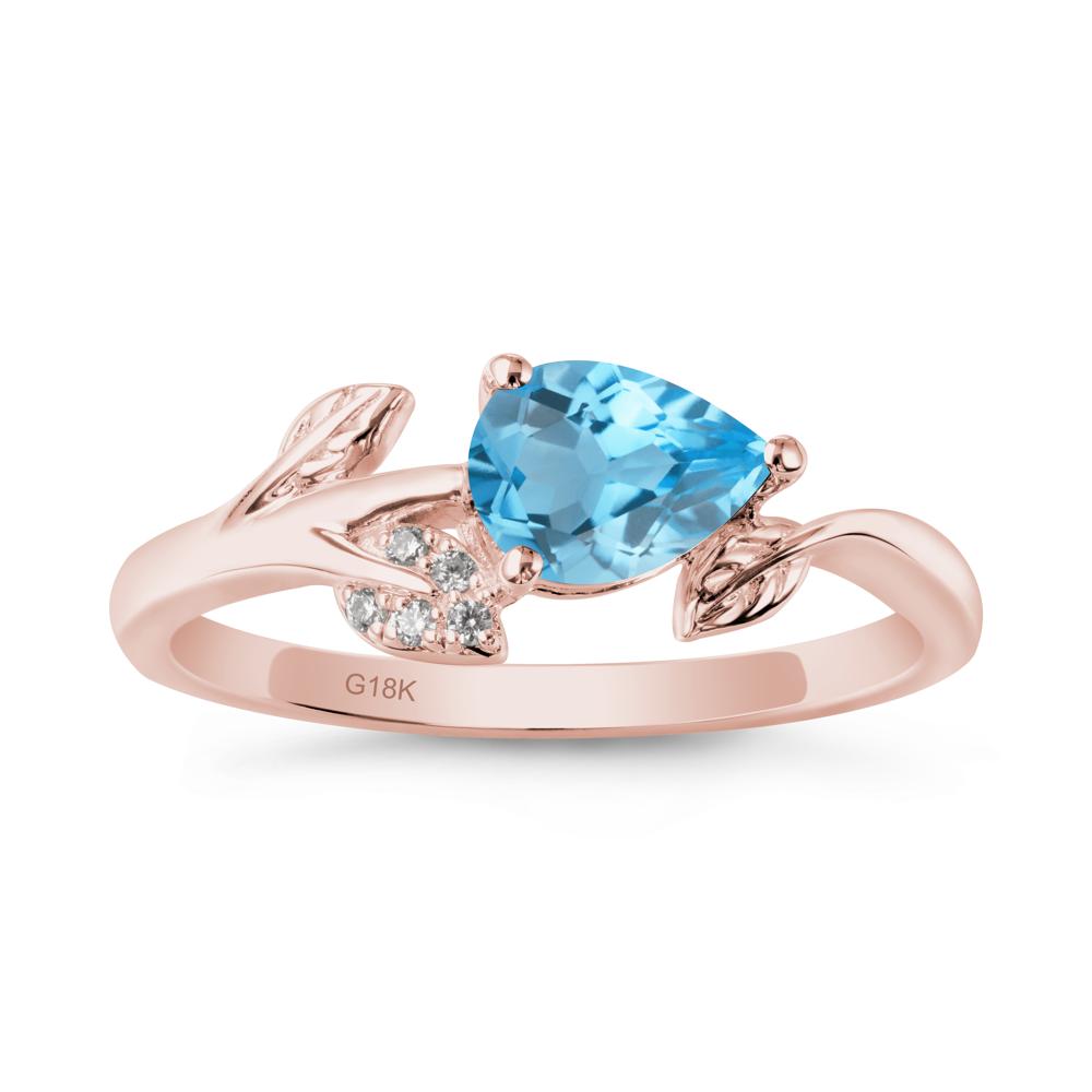 Sprouting Leaf Pear Swiss Blue Topaz Ring - LUO Jewelry #metal_18k rose gold