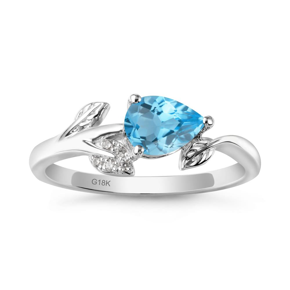 Sprouting Leaf Pear Swiss Blue Topaz Ring - LUO Jewelry #metal_18k white gold