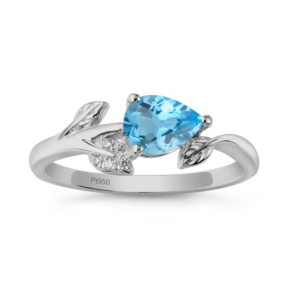 Sprouting Leaf Pear Swiss Blue Topaz Ring - LUO Jewelry #metal_platinum