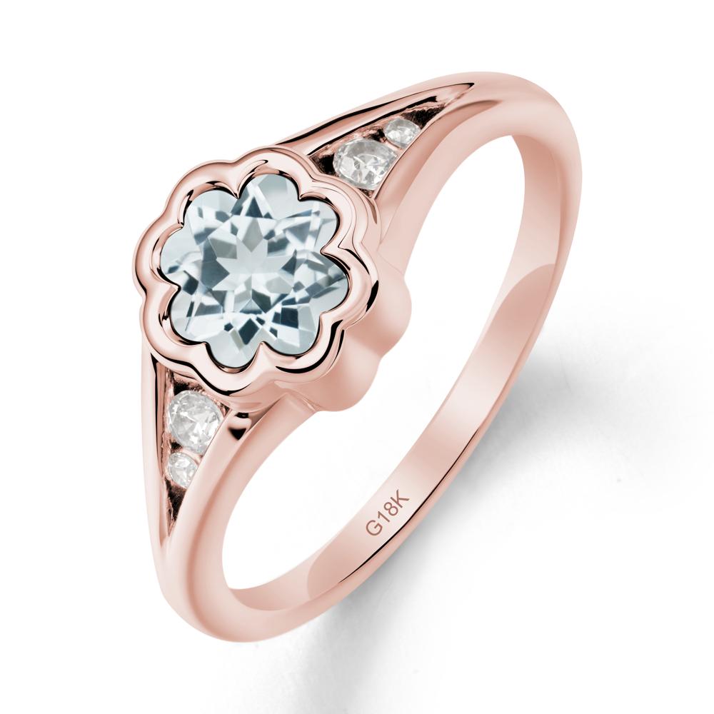 Bezel Setting Split Band Aquamarine Ring - LUO Jewelry #metal_18k rose gold