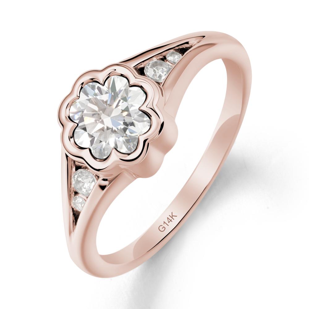 Split Band Flower Shaped Diamond Ring - LUO Jewelry #metal_14k rose gold